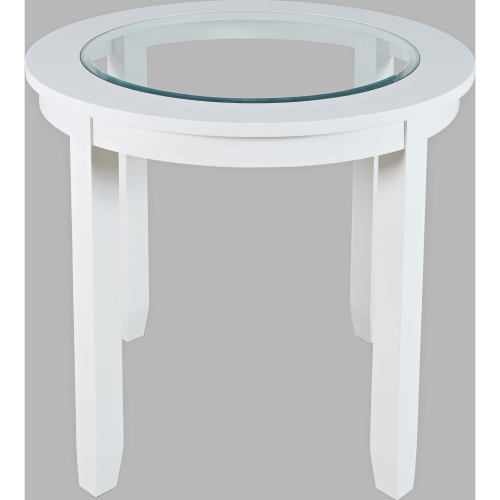 Urban Icon 42" Round Counter Dining Table in White w/ Glass Inlay